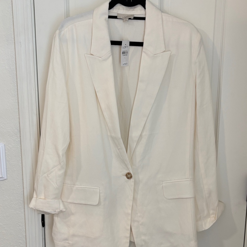 LOFT Ivory Single-Button Blazer
